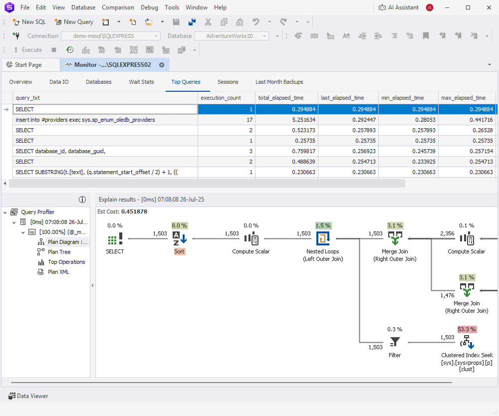 Analyze bottlenecks with the Query Profiler plan diagram